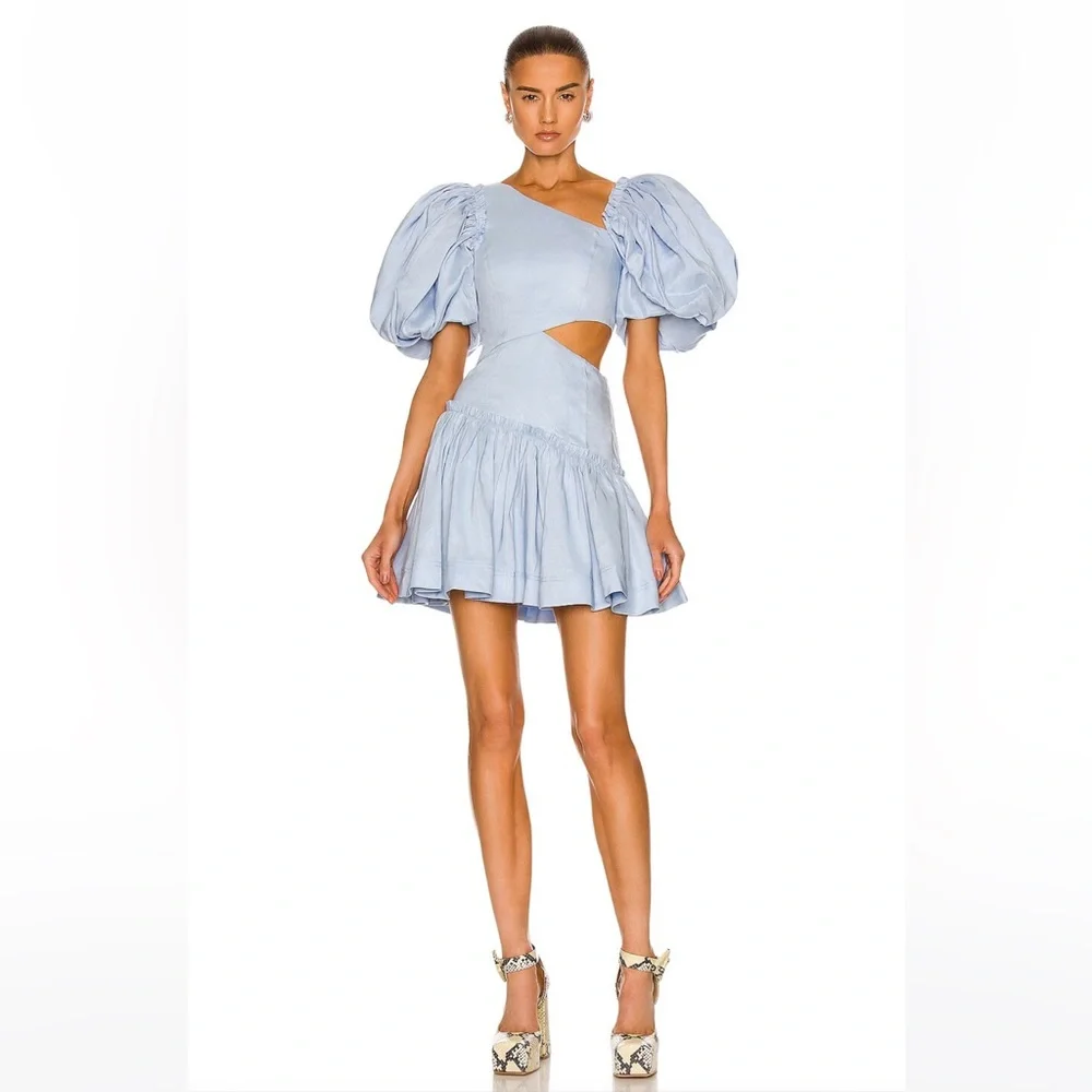 Aje Chateau Cut Out Mini Dress Sky Blue - Picture 6 of 9